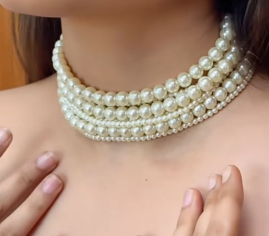 Multi-Strand Pearl Choker Necklace