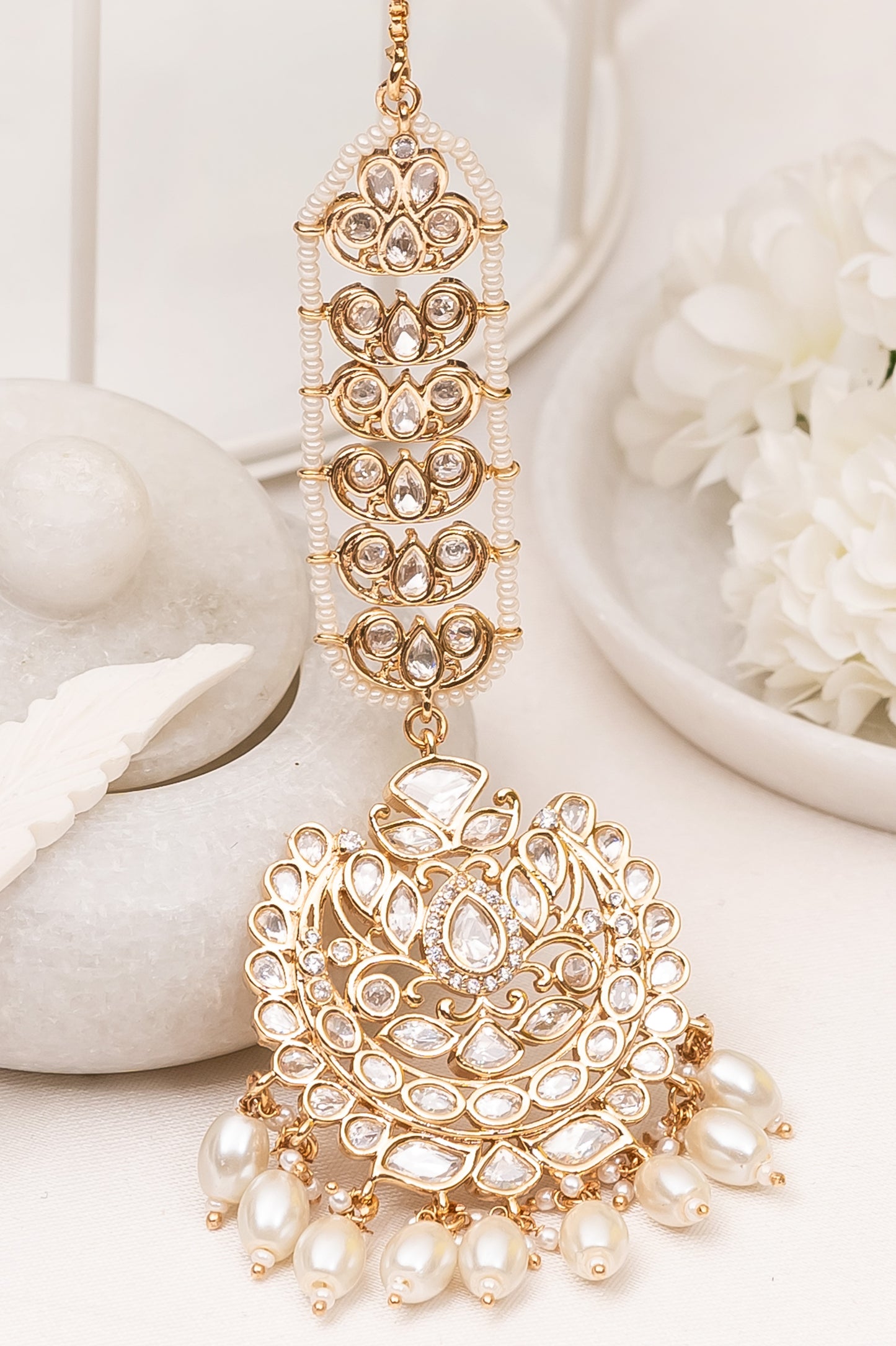 Khwab Polki Pearl Maangtikka