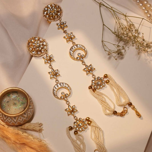 Kesar White Jadtar Embellished Pearl Haath Phool