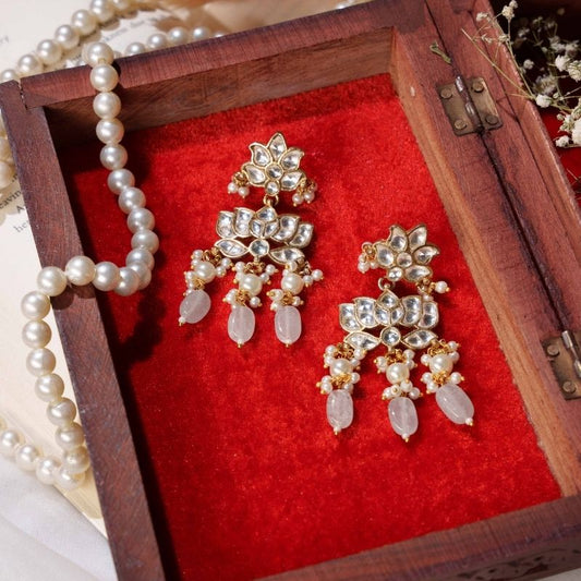 Kamal White Kundan Embellished Earrings
