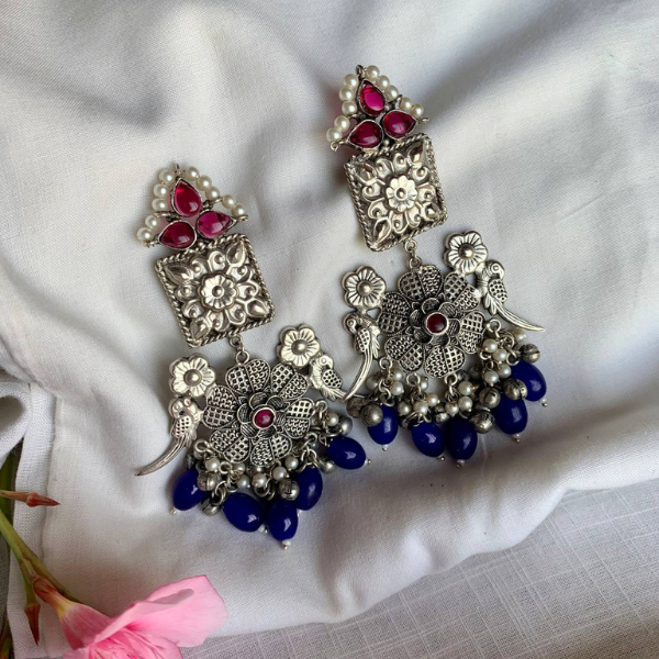 Parrot Motif Handmade Earring- Blue