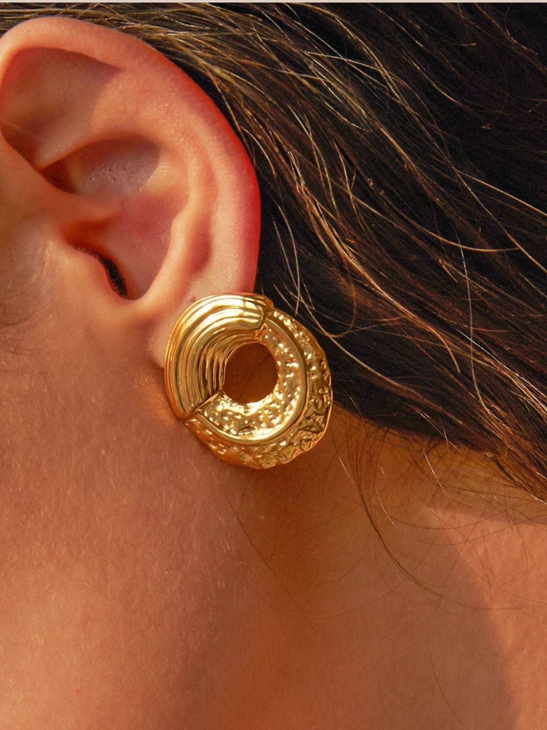 Round Hammered Stud Earrings