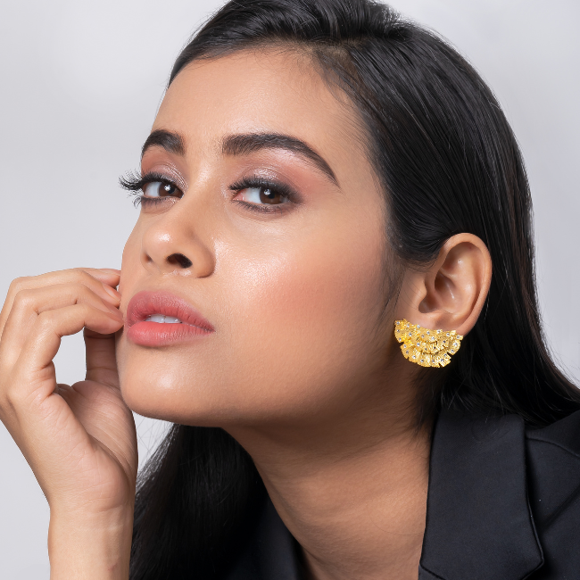 Ginkgo Stone Studded Earring