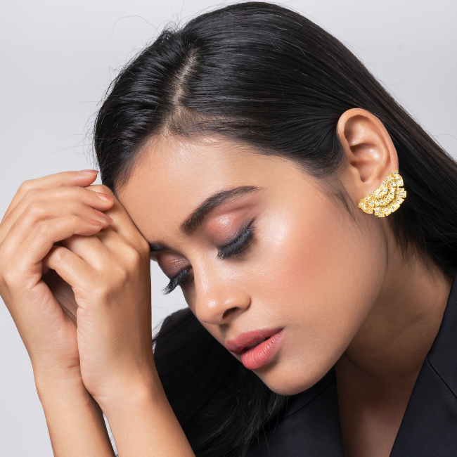 Ginkgo Stone Studded Earring