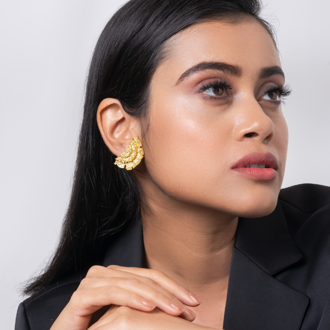 Ginkgo Stone Studded Earring