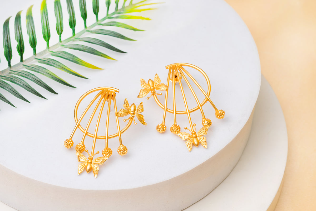 Golden Butterfly Stud Earrings