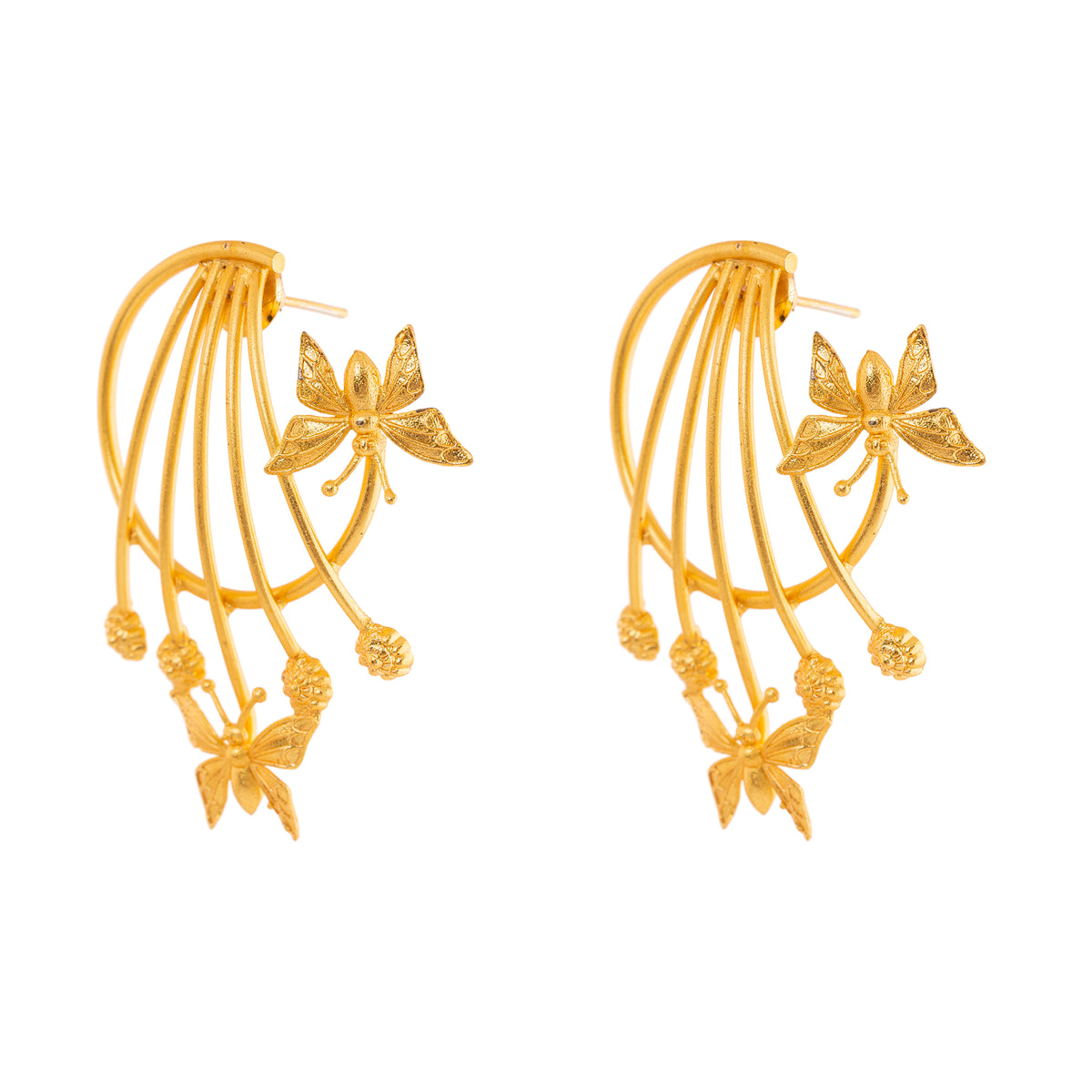 Golden Butterfly Stud Earrings