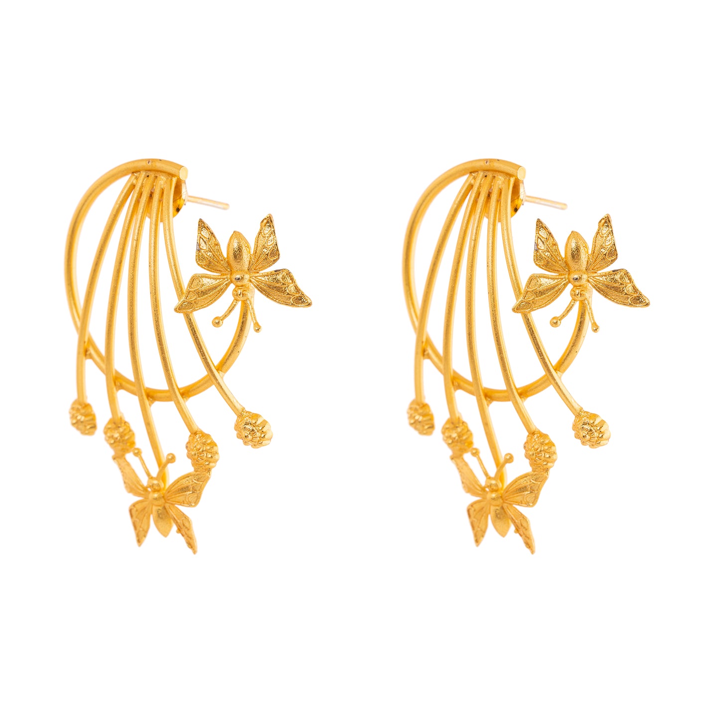 Golden Butterfly Stud Earrings