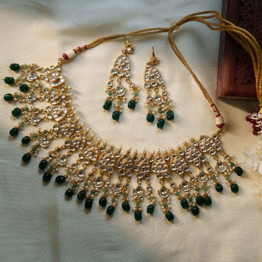 Amira White Jadtar Embellished Necklace Set