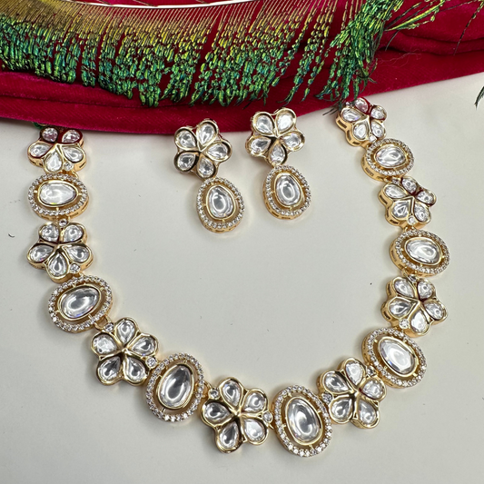 Gold Plated Moissanite Necklace Set