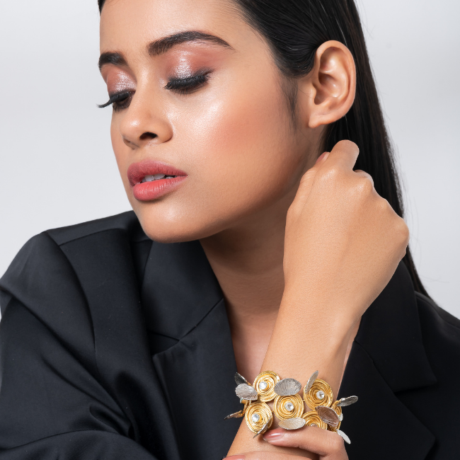 Dual Tone Handmade Contemporary Bracelet