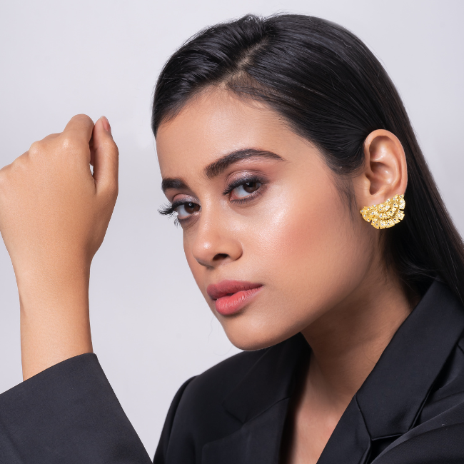 Ginkgo Stone Studded Earring