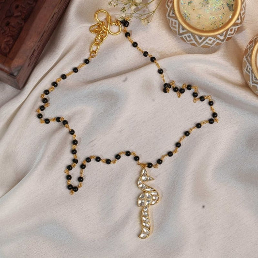 Rania Peacock White Kundan Embellished Pendant Mangalsutra Chain