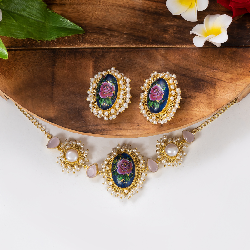 Designer Rose Necklace Set