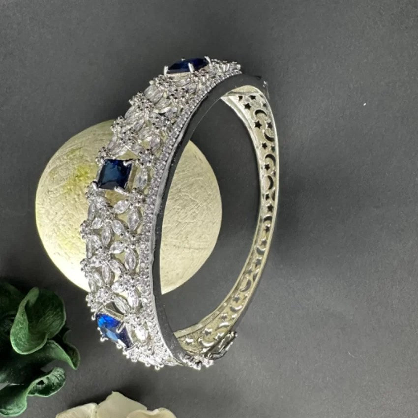 Sapphire CZ Stones Studded Silver Plated Women’s Bracelet