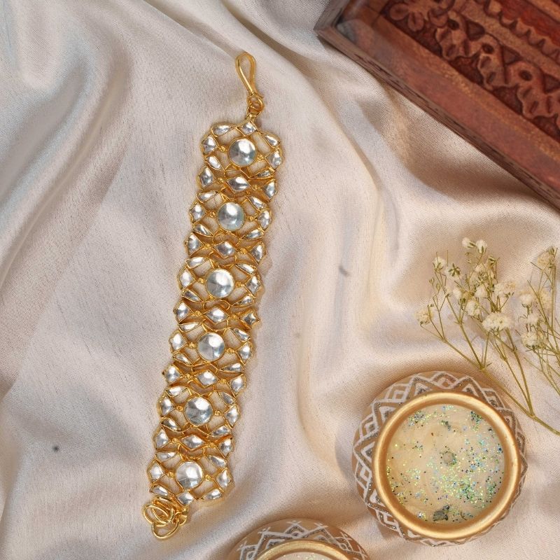 Shloka White Kundan Embellished Bracelet