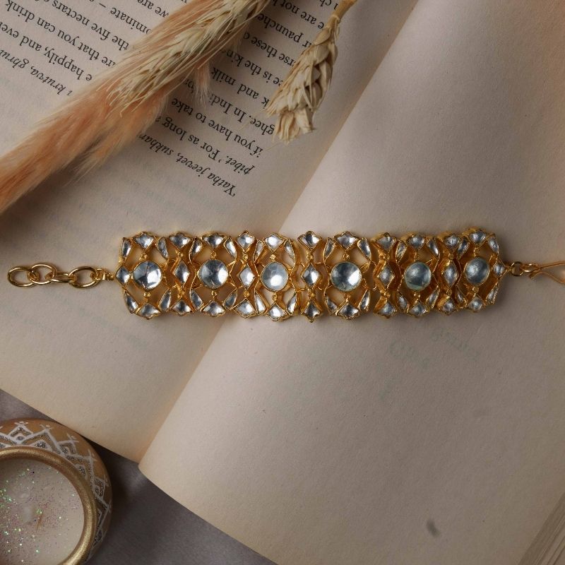 Shloka White Kundan Embellished Bracelet