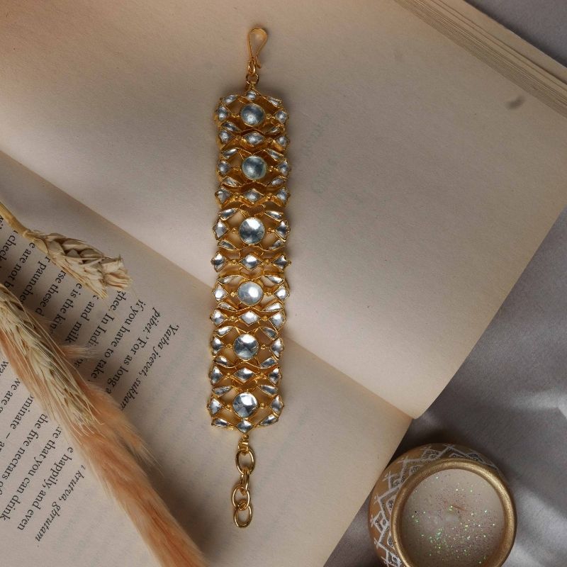 Shloka White Kundan Embellished Bracelet