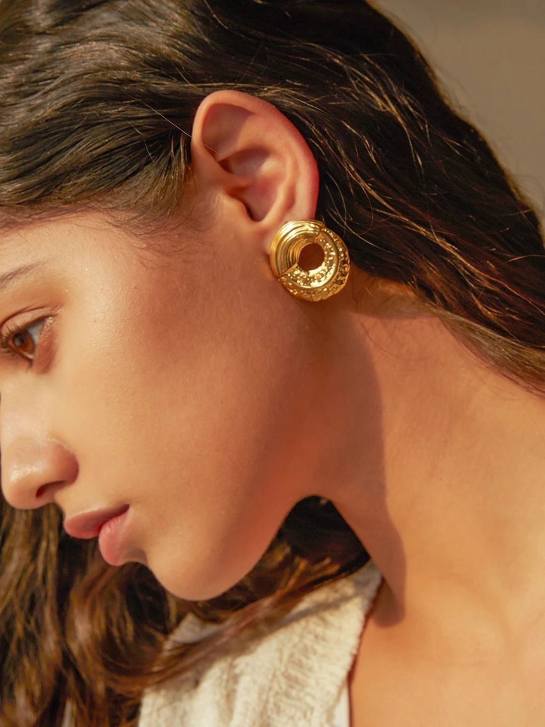 Round Hammered Stud Earrings