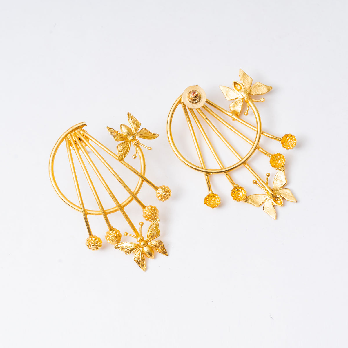 Golden Butterfly Stud Earrings