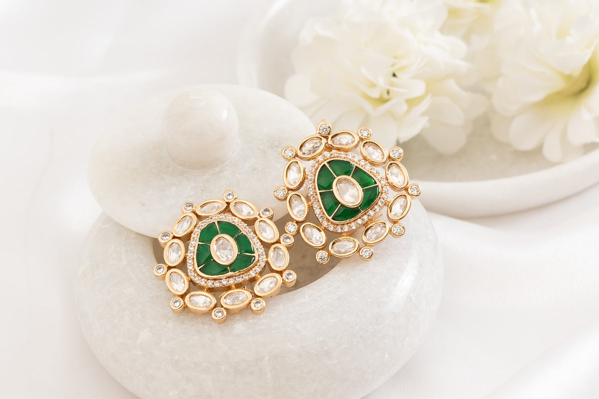 Reen Green Polki Earrings