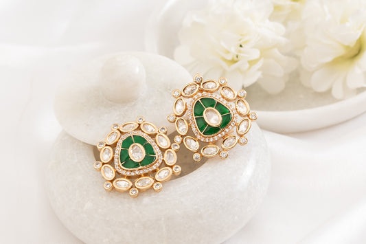 Reen Green Polki Earrings