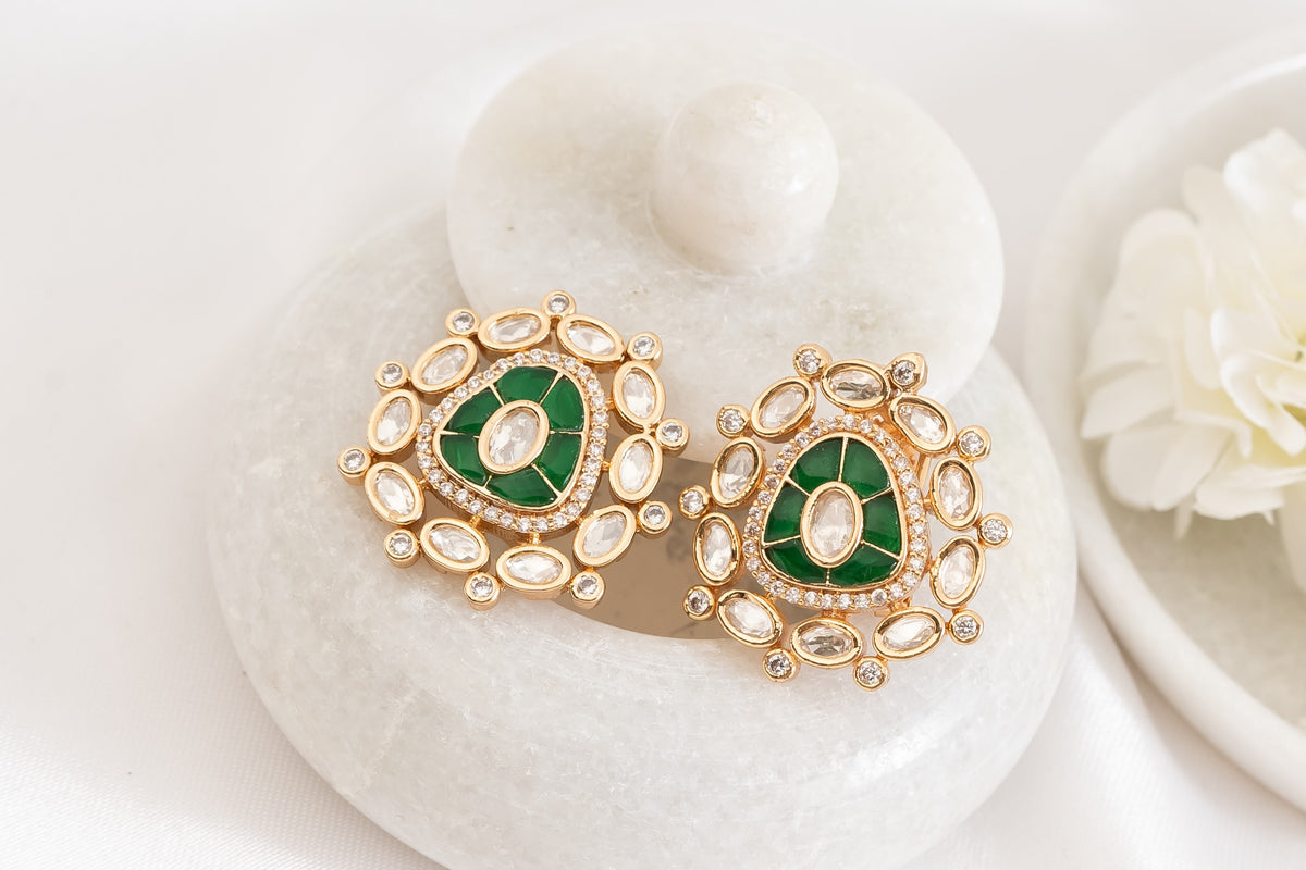 Reen Green Polki Earrings