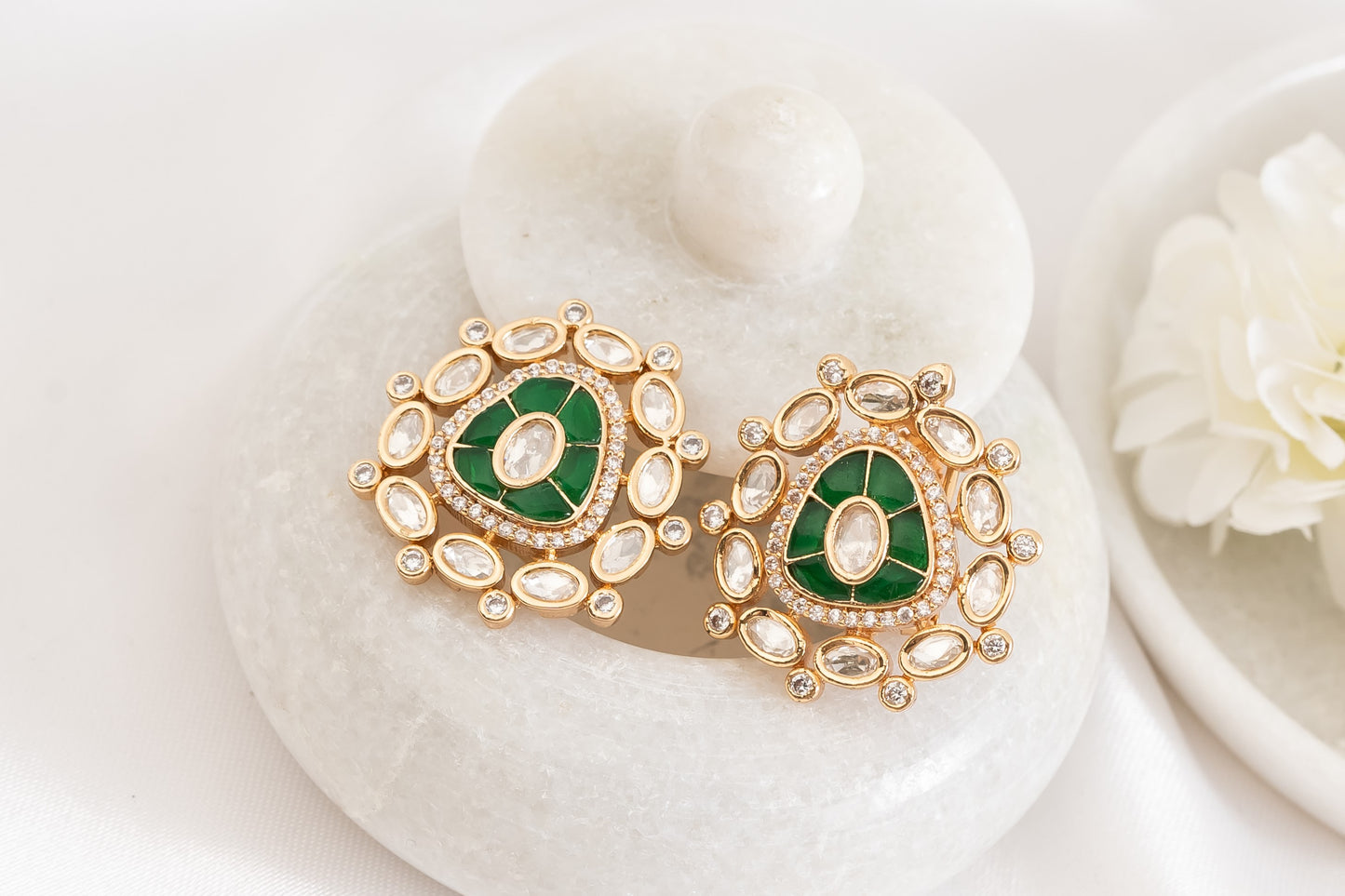 Reen Green Polki Earrings