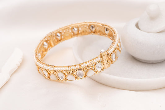 Yuva MOP & Kundan Bangle- Pair of 2