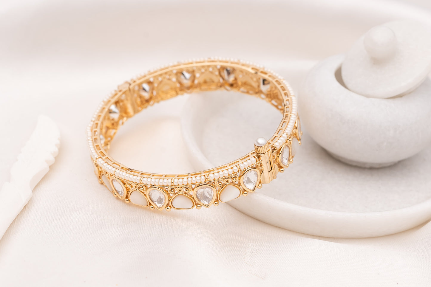 Yuva MOP & Kundan Bangle- Pair of 2