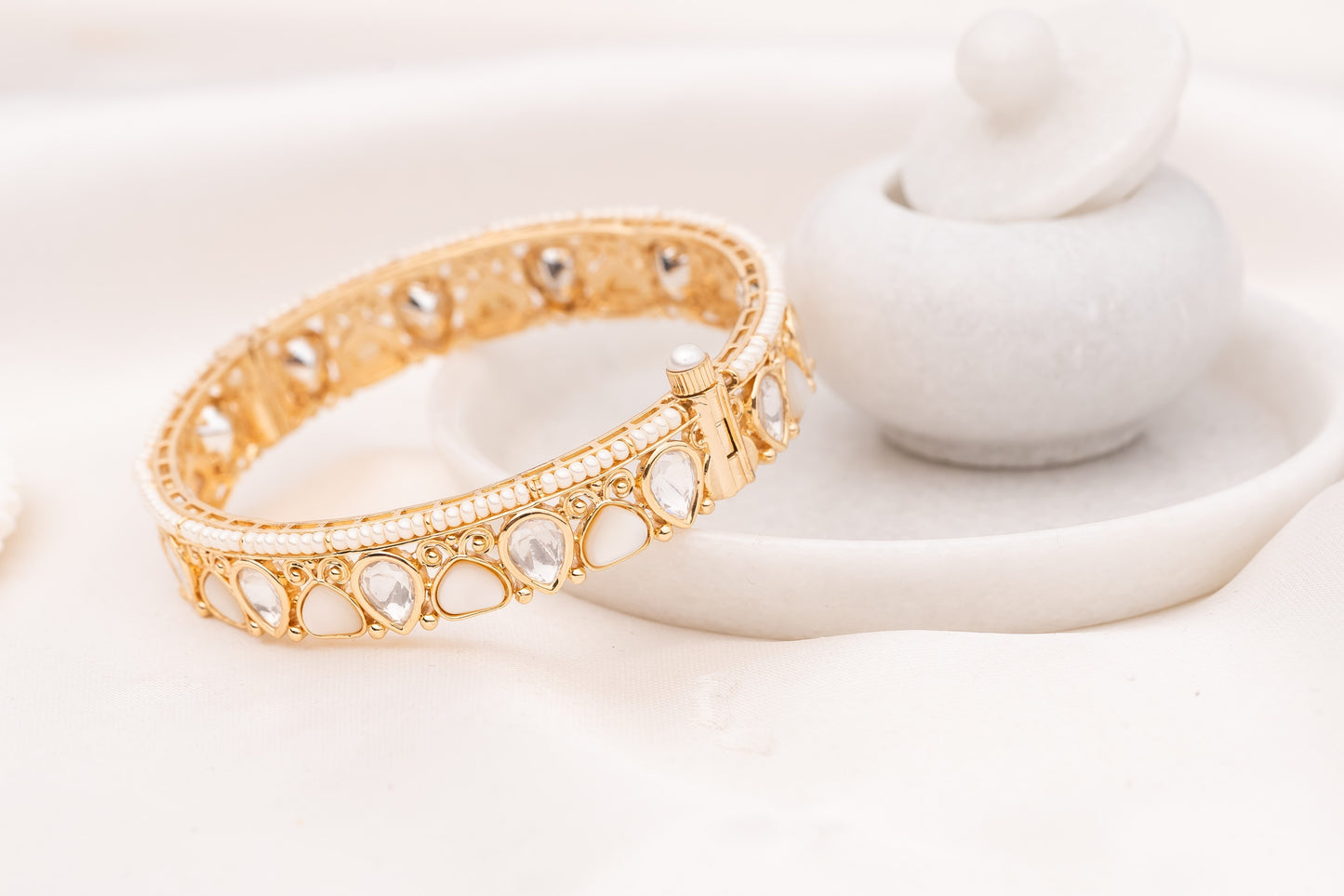 Yuva MOP & Kundan Bangle- Pair of 2