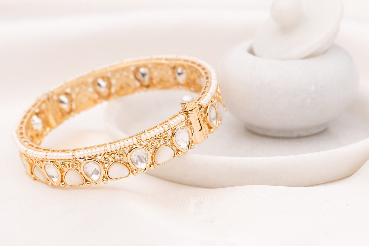 Yuva MOP & Kundan Bangle- Pair of 2