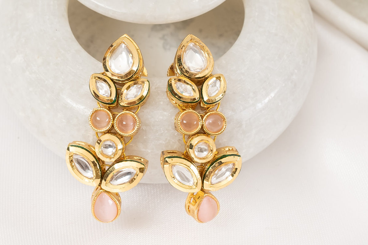 Peach Kundan Earring