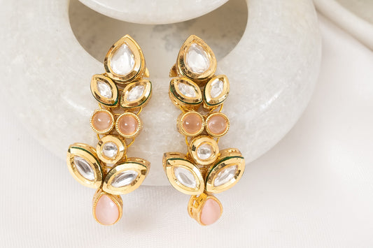 Peach Kundan Earring