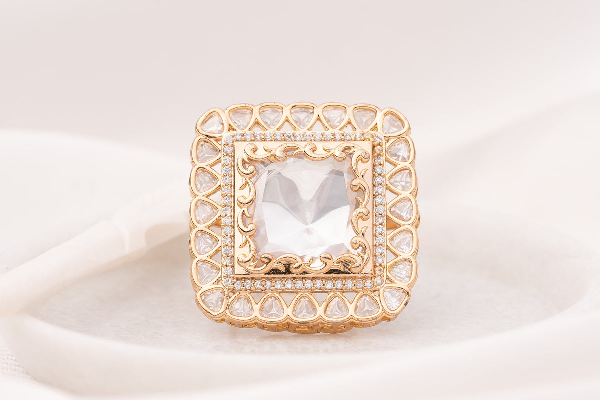 Zika Square Polki Ring