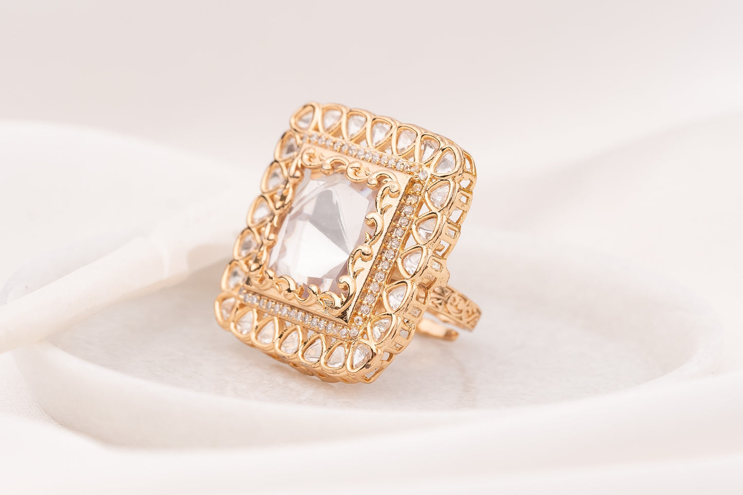 Zika Square Polki Ring