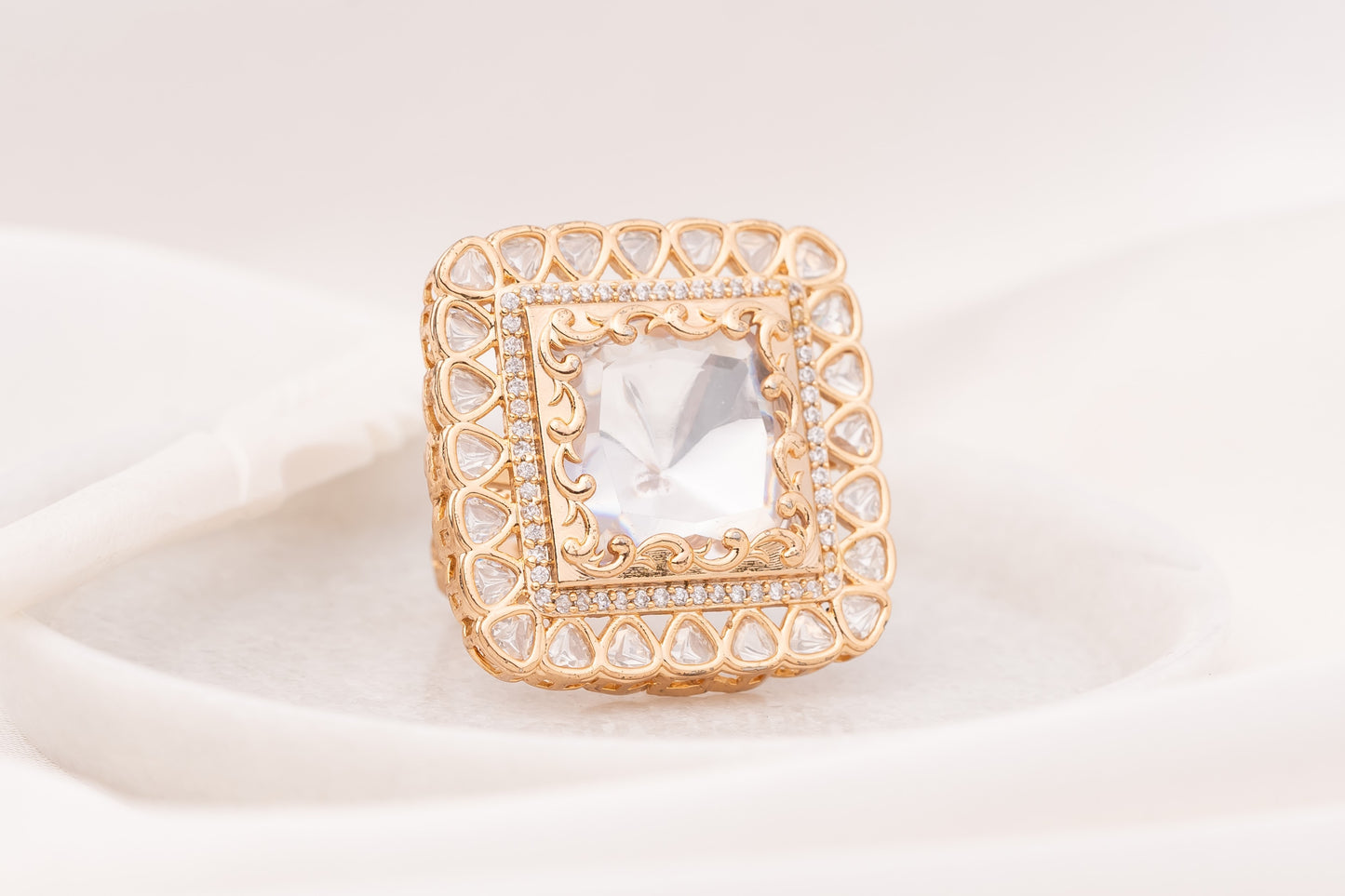 Zika Square Polki Ring