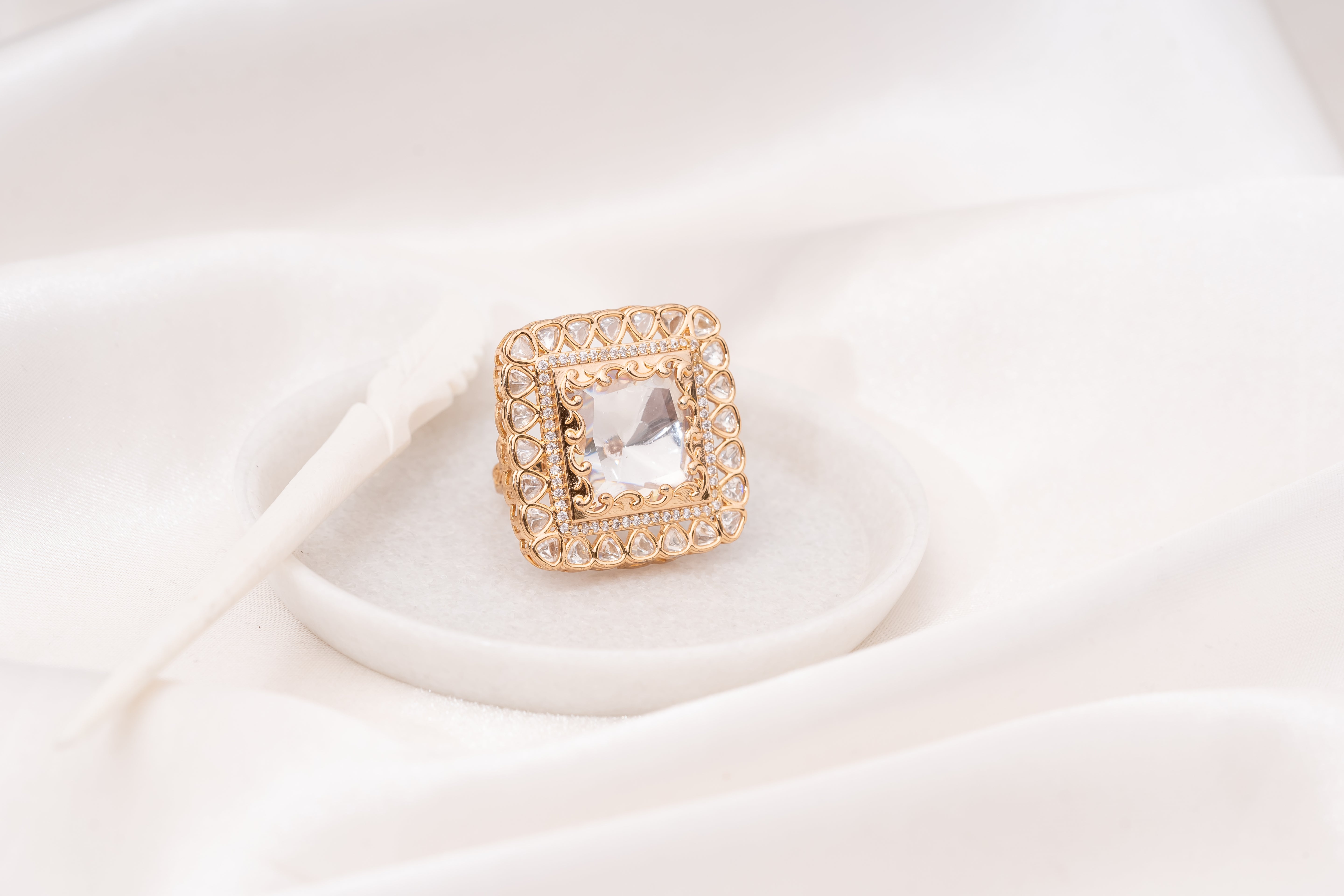Zika Square Polki Ring