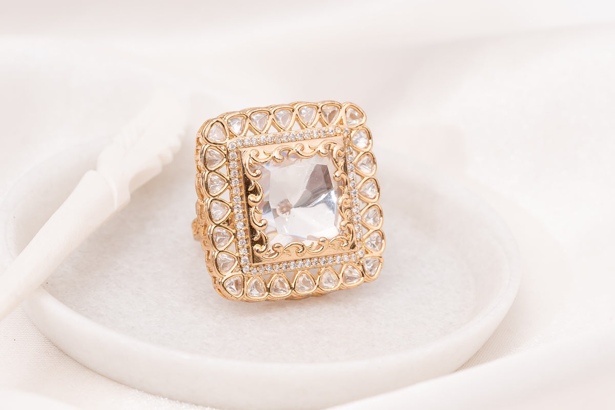 Zika Square Polki Ring