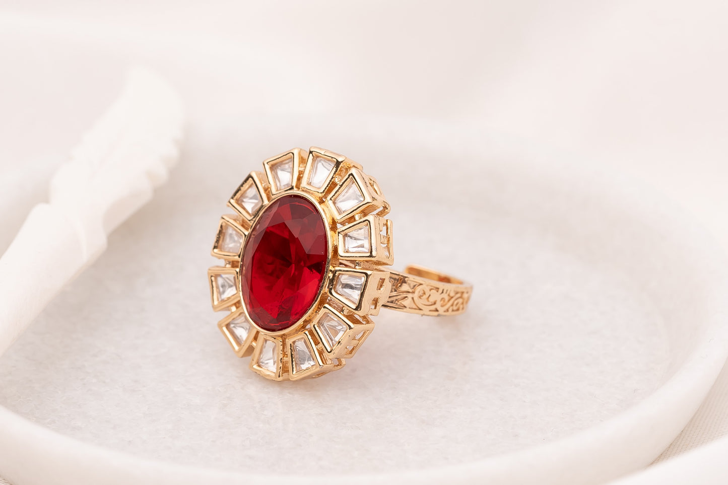 Azma Red Polki Ring