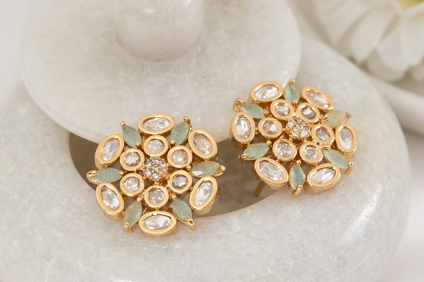 Mint Green Polki Stud