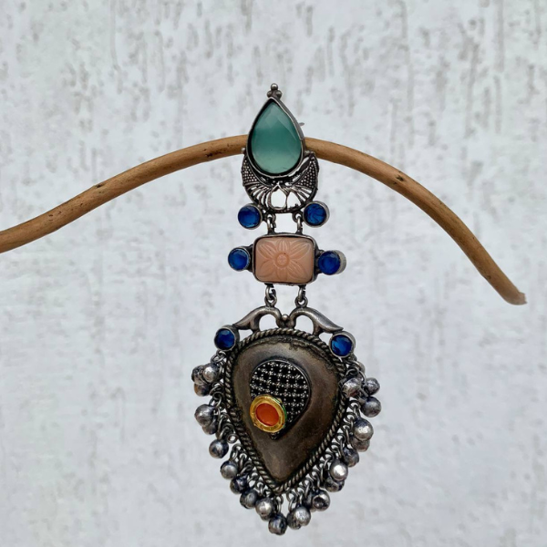 Handmade Long Oxidised Earring