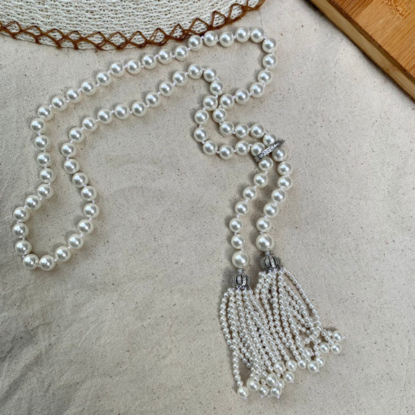 White Pearl Long Necklace