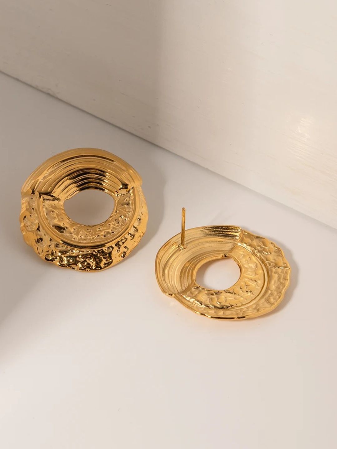 Round Hammered Stud Earrings