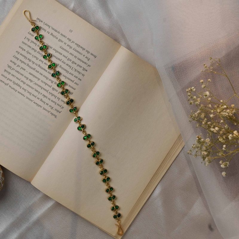 Preet Green Kundan Embellished Sheeshphool