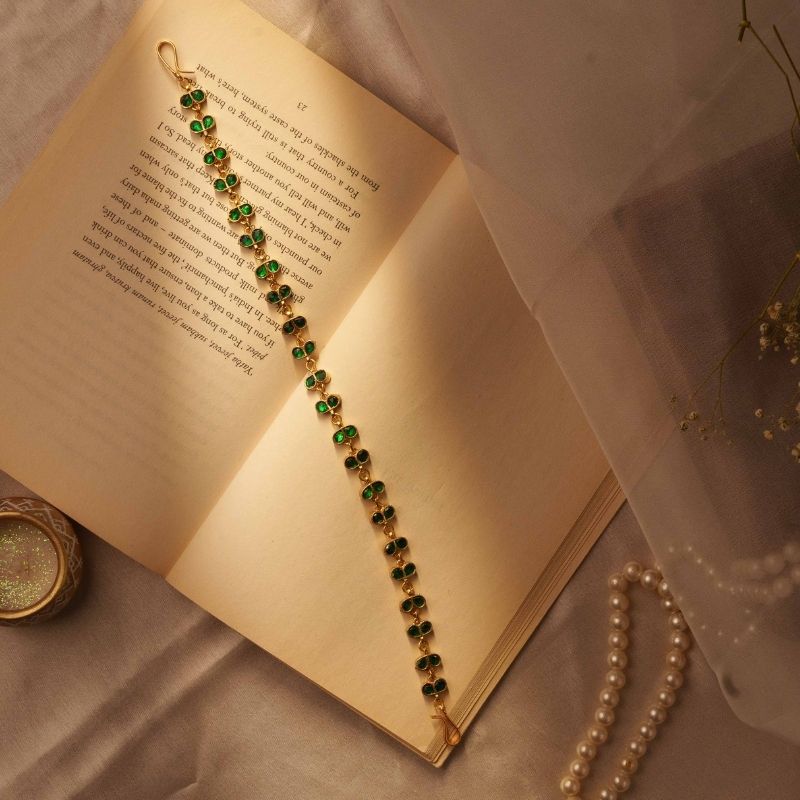 Preet Green Kundan Embellished Sheeshphool