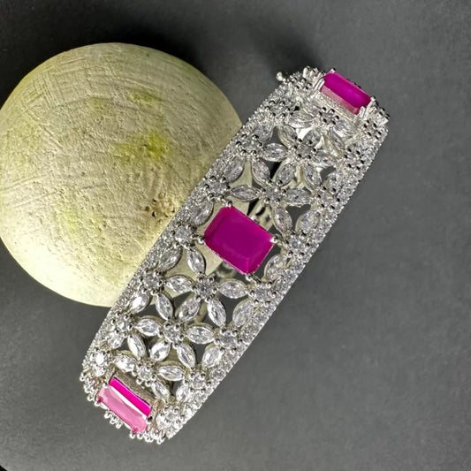 Ruby CZ Stones Studded Silver Plated Women’s Bracelet