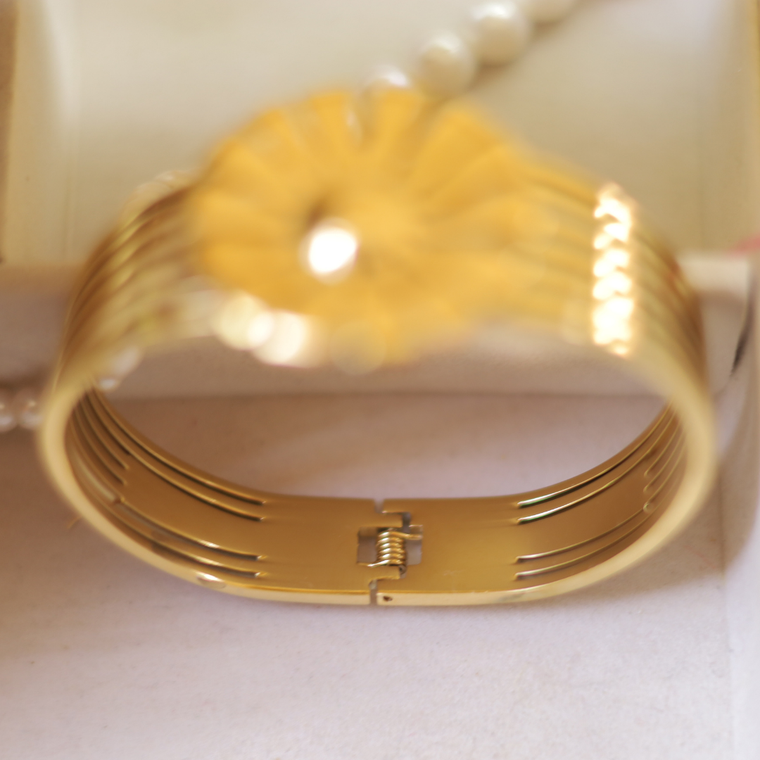 Gilded Sunburst Cuff Bracelet