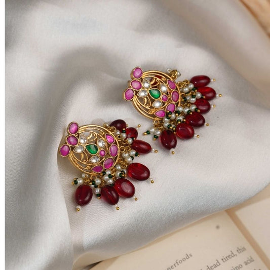 Sica Multicoloured Kundan Embellished Earrings
