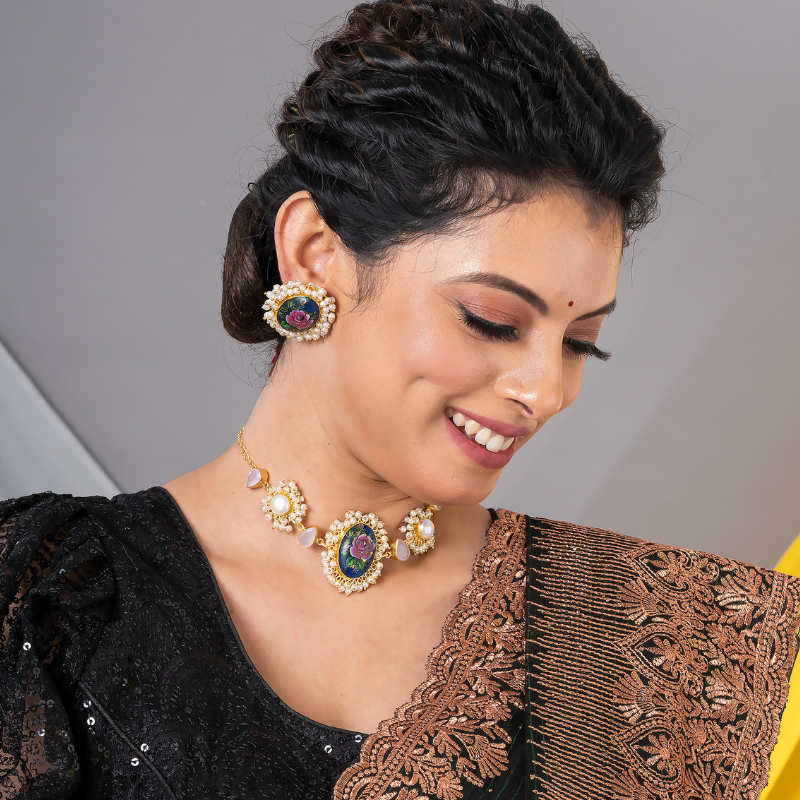 Designer Rose Necklace Set